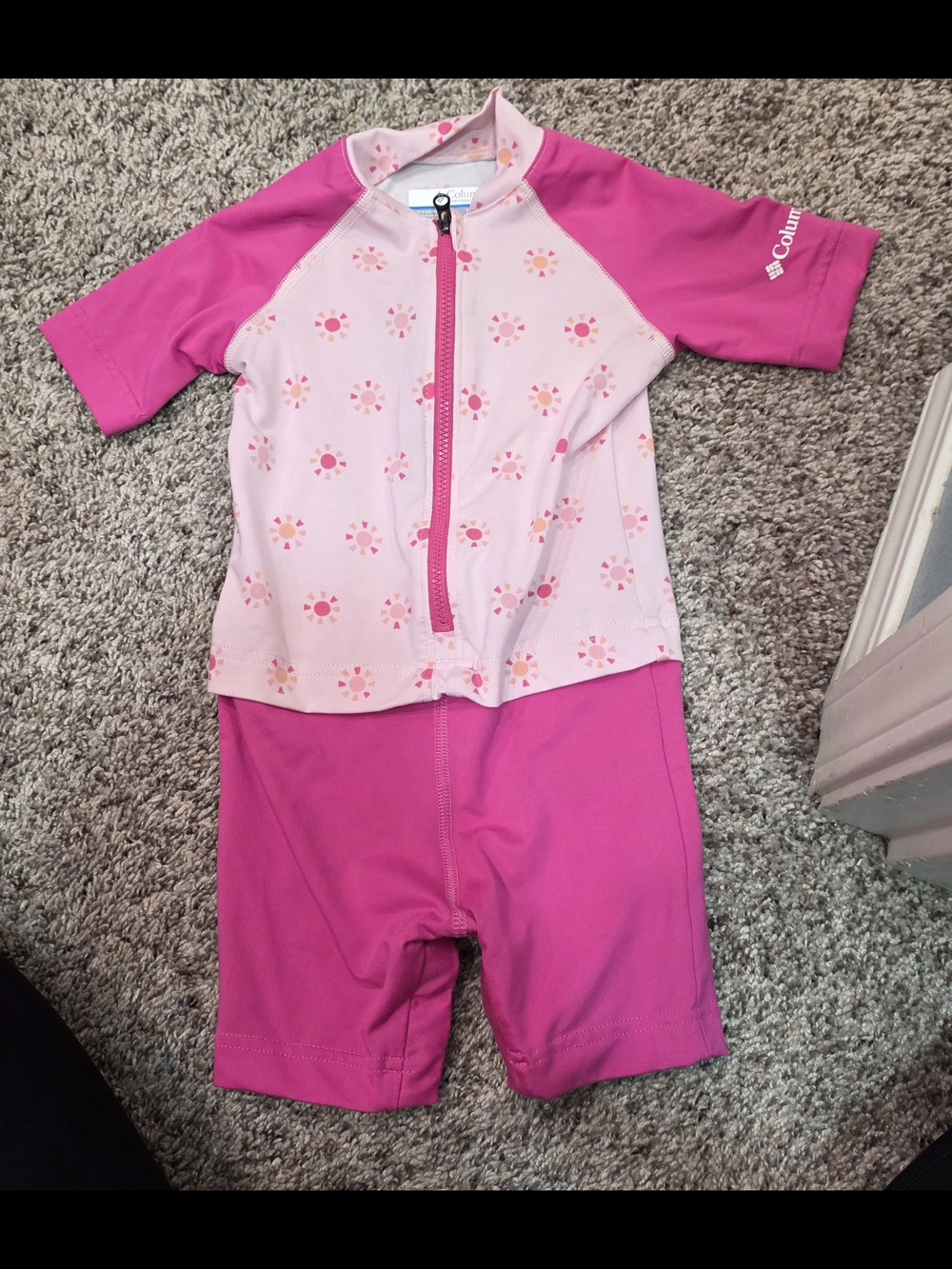Columbia Girls' Pink Floral Short-Sleeve Rashguard Set
